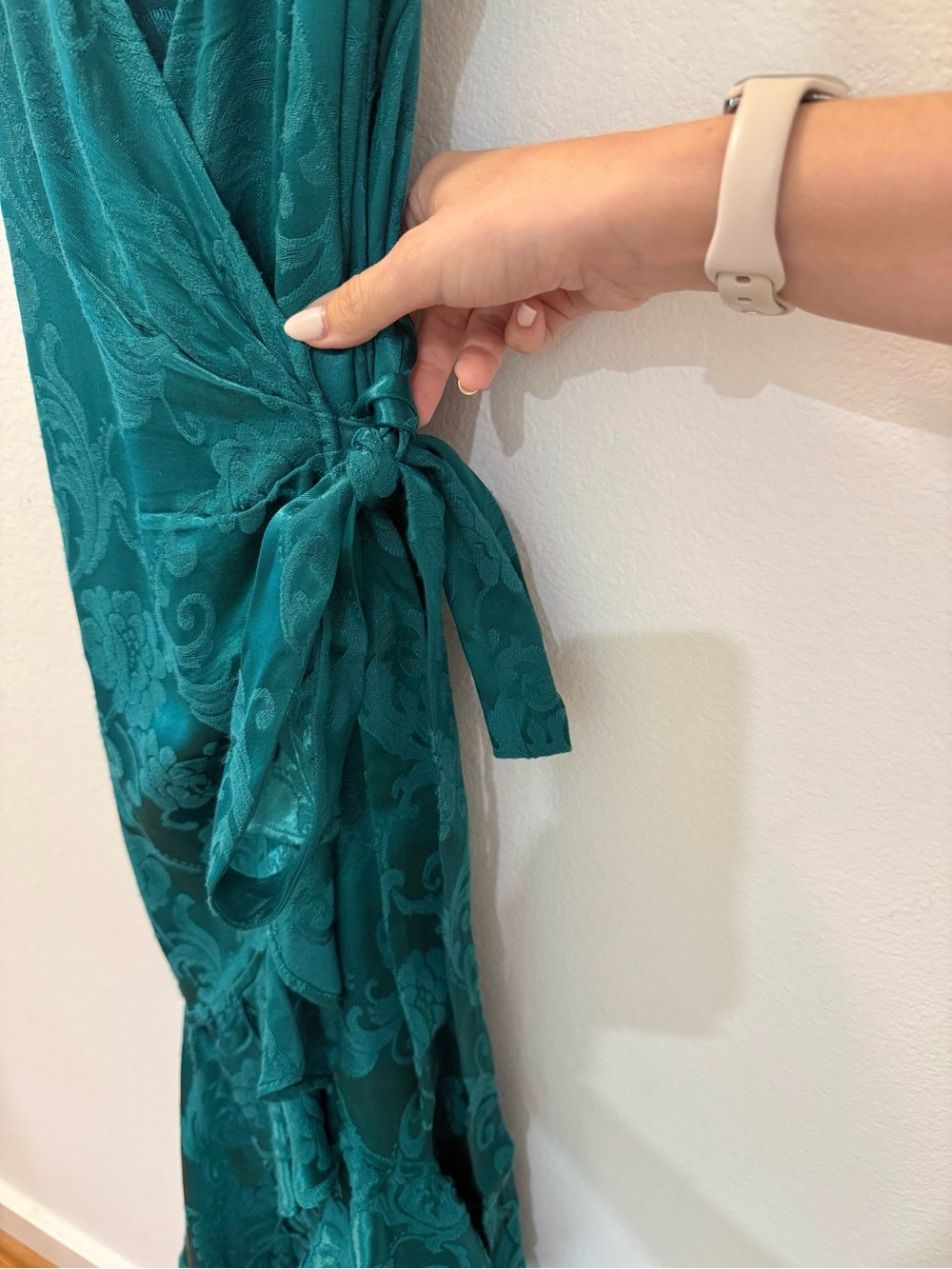 MAJORELLE Claudette Maxi Wrap Dress Green Royale Revolve XXS - Picture 9 of 12